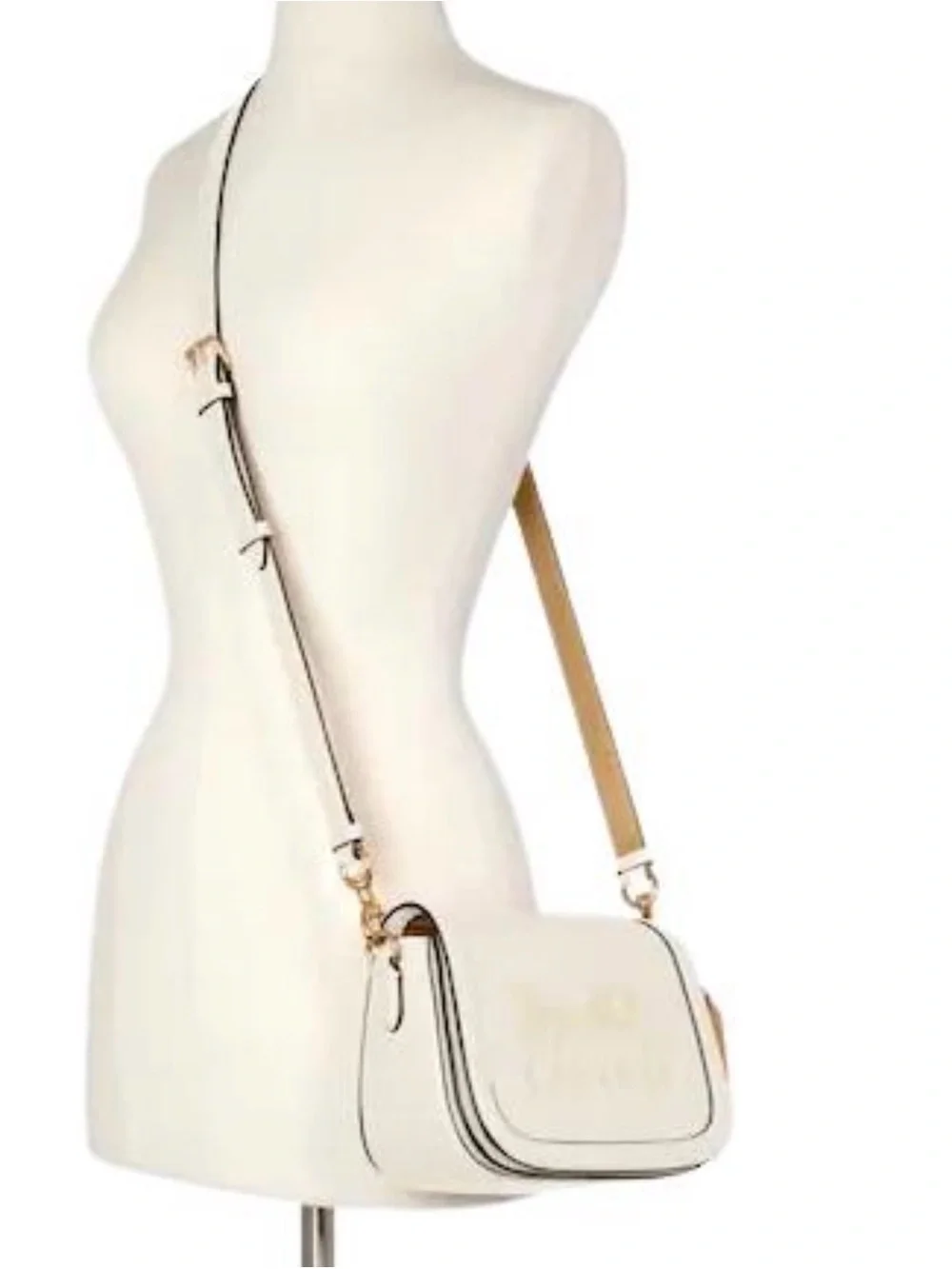 Coach Cream Pebbled Leather Crossbody with Signature Carriage NWT